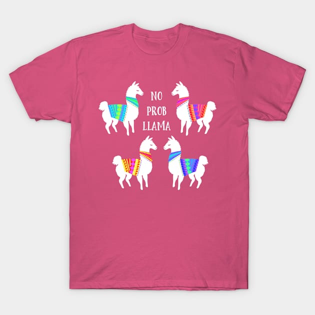 No Prob Llama Cute Alpacas T-Shirt by AntiqueImages